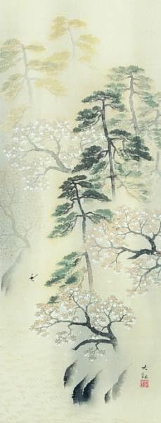 Amazon.co.jp: 横山大観 春雨 掛軸 掛け軸 : ホーム＆キッチン